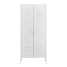 Armoire métallique 2 portes avec étagères, meuble de rangement en acier pour vêtements, salon, bureau, chambre et gym - Blanc - Blanc + Métal + Classique - Voir 11