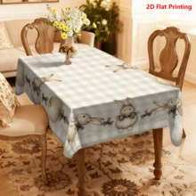 1/20pcs Easter Tablecloth Cute Bunny Checkered Tablecloth With Lace Trim For Kitchen Dining Room Decor Seasonal Party Home Use Spring Easter Theme Easter-Themed Decorative Tablecloths - Multicolor - View 17