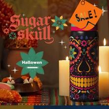 32oz Sugar Skull Stainless Steel Insulated Water Bottle  While Hand Washing Is Recommended For The Bottle Body - Ensuring Convenient And Hassle-Free Daily Maintenance. It Delivers 24-Hour Long-Lasting Cold Retention. The Wide Mouth Allows Easy Addition Of Ice Cubes And Effortless Cleaning; The Lid Is Equipped With A Portable Carry Loop That Doubles As A Lock When Closed. Suitable For Various Daily Scenarios Such As Fitness, Running, And School Commuting - 糖骷髏32oz - 查看 4