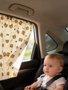 1pc INS Car Sunshade, Suction Cup Window Curtain, Car Side Window Shade, Child Sun Blocking & UV Protection Curtain - Suction Cup Curtains - View 2