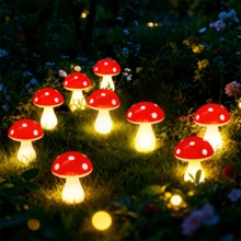 8/12/20pcs Solar Mushroom Lights, Outdoor Garden Decor, 8 Lighting Modes Solar Mushroom Lamps, Flickering Mushroom Fairy Lights, Suitable For Yard, Patio, Path, Lawn, Wedding, Camping - 太陽能 - 查看 3