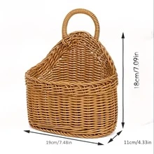 Nordic Portable Decorative Woven Basket, Kitchen Hanging Storage Cabinet, Storage Display, Handheld Basket Decor, Hotel Kitchen Supplies, For Storing Spoons, Chopsticks, Fresh Flowers And Miscellaneous Items, Portable Wall-Mounted Storage Basket, For Home Decor, Storage Basket, Ideal Home Organizer, Space-Saving Home Storage - Multicolor - View 5