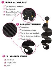 1 Bundle 14-32 Inch Black Original Human Hair Unprocessed 12A Grade Natural Body Wave Hair Extensions For Women - Natural Black - View 3
