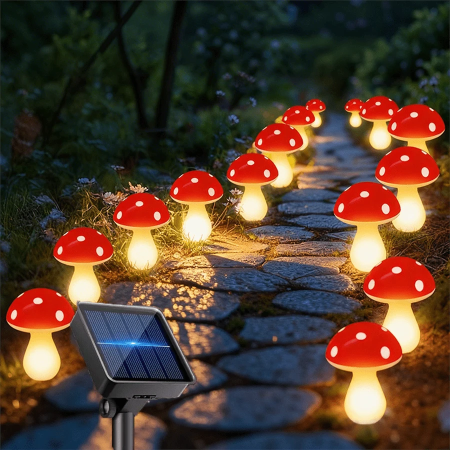 8/12/20pcs Solar Mushroom Lights, Outdoor Garden Decor, 8 Lighting Modes Solar Mushroom Lamps, Flickering Mushroom Fairy Lights, Suitable For Yard, Patio, Path, Lawn, Wedding, Camping - 太陽能 - 查看 1