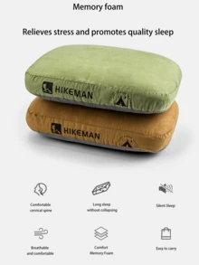 This Portable Slow-Rebound Memory Foam Pillow For Outdoor Camping Is Available In A Variety Of Colors, Is 10 Cm High, And Provides A Quiet And Comfortable Sleep Experience. The Slow-Rebound Material Effectively Supports The Neck And Shoulders. - Camping Pillow - View 3