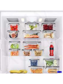24 piezas Recipientes para almacenamiento de alimentos, 5 tamaños, tapa sellada reutilizable de material PP, cajas con cierre a presión, aptos para frutas, verduras, ensaladas, pasta, carne, bento, almuerzos y talla grande, organizador de refrigerador y cocina, apilables y ahorro de espacio - Ver 11