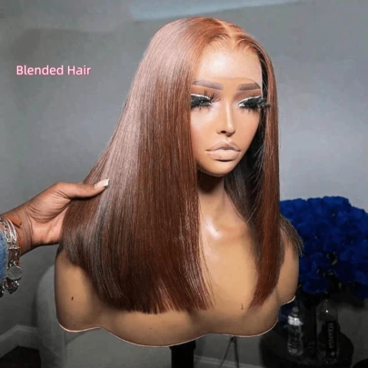 13x4 Straight Bob Human Blended Hair Wigs 200% Chocolate Brown Bob Lace Front Wig HD Lace Frontal Wig Human Blended Hair Wigs Dark Brown 5X5 Pre Cut Glueless Lace Wig Straight Human Blended Hair Wig #4 Colored Long Straight Wig Pre Plucked With Baby Hair Natural Black Straight Human Blended Hair Wig