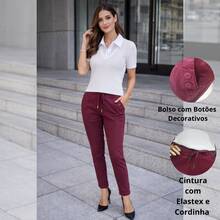 Women's High-Waisted Pants – Elegance, Comfort, And Versatility - 酒紅色 - 查看 2