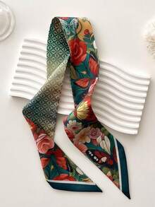 One Four Season Simulated Silk Butterfly Printed Ribbon Can Be Used As A Neck Scarf, Headband, Headband, Hair Accessory Decoration, As Well As Decoration For Bags, Clothes, Etc. Headbands, Headbands, Hair Accessories, And Headbands Are Ideal Choices For Dressing Up - Dark Green - View 4