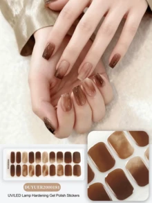 万圣节EMI水晶凝胶美甲贴，透明底胶，20片凝胶美甲贴纸，需配合UV灯使用，沙龙品质，持久耐用，ES20跨境批发单件直发，与红皮书美甲贴纸同款，指尖美甲贴纸 - 紫紅色 - 查看 8