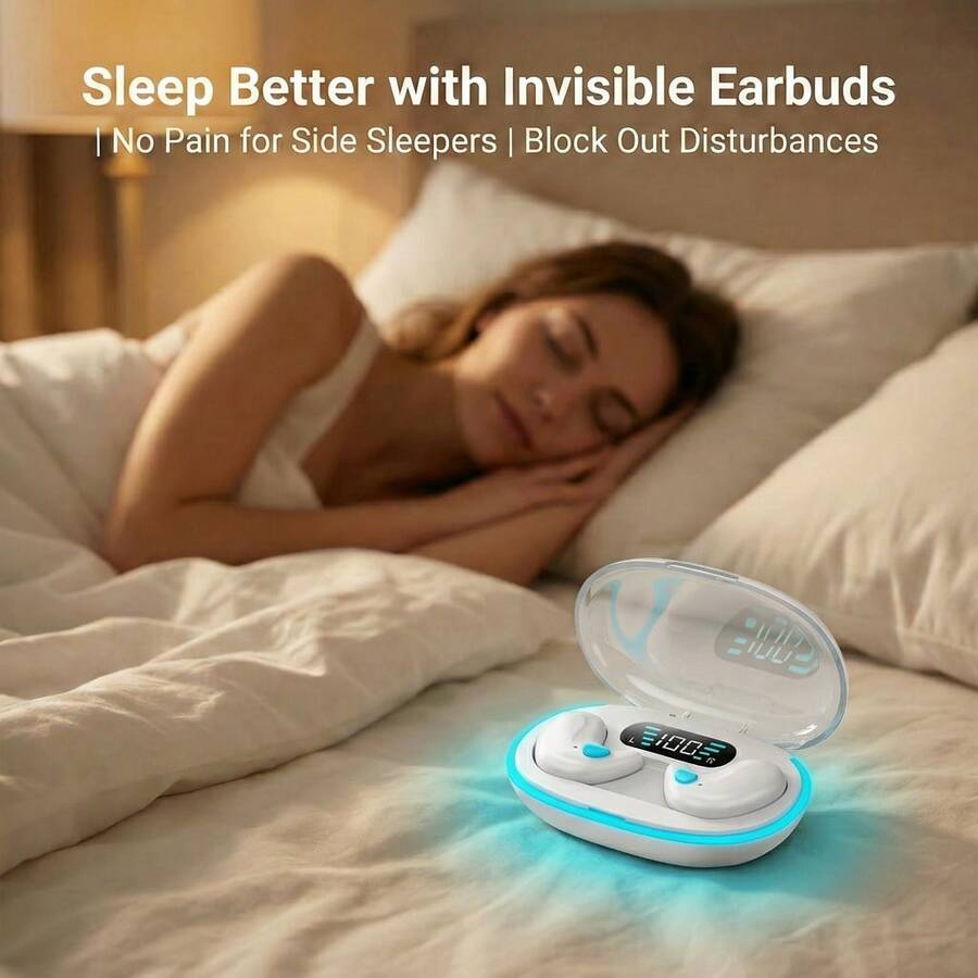 Auriculares Bluetooth Briame para dormir, auriculares inalámbricos amigables para el sueño, mini auriculares con micrófono para juegos, deportes y correr, batería de 150mAh