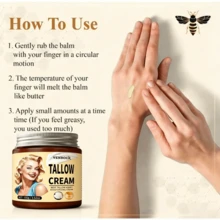1pc Organic Beef Tallow & Honey Balm For Face, Whipped Tallow Moisturizer For Deep Nourishing & Intense Hydration, Anti-Aging Facial Cream For Sensitive Dry Skin, Natural Skincare Gift For Women & Men - 全尺寸 - 查看 4