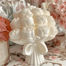 1pc Large Rose Bouquet Silicone Mold, 3D Rose Bouquet Silicone Mold Suitable For Candle And Soap Making - Exquisite Petal Design Floral Craft Tool, Reusable Home And Wedding Decor, Premium Silicone, Candle Mold Silicone, Valentine's Day Gift, Create Romantic Atmosphere, Resin Casting Silicone Mold, Handmade Resin Casting Mold 3D Mold Silicone Mold - Flower - View 3