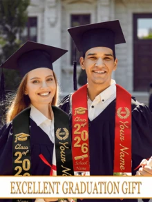 1pc Customized Sash Ribbon, Personalized Graduation Belt With Customizable Images And Text, Grade Honor Decor, Lightweight Polyester Material For Graduation Ceremony - Multicolor - View 3