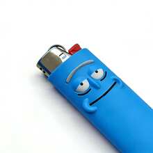 1pc,Novelty Cartoon Lighter Case For BIC J6 - Soft Silicone Protective Cover With Funny Expression Design - Multicolor - View 1