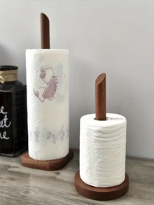 1 pieza Soporte de papel de cocina de madera de nogal maciza sin taladro - Estante vertical para papel de cocina, estante de almacenamiento de papel de cocina para encimera del hogar, adecuado para cocina y baño, caja y estante de almacenamiento del hogar, estante de almacenamiento independiente flotante para baño y mesa de comedor, puede sostener múltiples rollos de papel - Multicolor - Ver 7