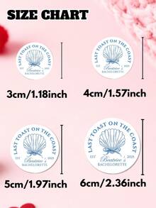 1/12/24/36/48/60 Pcs Custom Text Ocean-Themed Stickers, Round Personalized Name And Date Stickers, Wedding Invitation Seals And Gift Wrapping Labels, Romantic Anniversary And Valentine's Day Stickers, Couple Party Favor Stickers - Multicolor - View 2