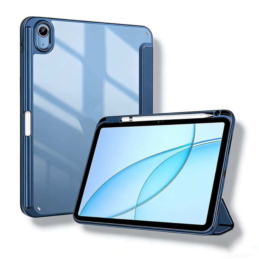 Ốp lưng cứng trong suốt cho iPad thế hệ thứ 11 (A16) & thế hệ thứ 10, giữ nguyên vẻ đẹp ban đầu với chân đế hai góc (30°/60°), ngăn đựng bút cảm ứng tích hợp, chức năng tự động bật/tắt màn hình. - Hải quân - Xem 1
