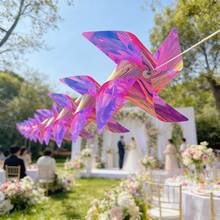 1 set Décoration de jardin extérieur Moulin à vent, Fil de moulin à vent coloré DIY, Moulin à vent en plastique imperméable, Convient pour la décoration de fête, la célébration des vacances, l'aménagement paysager de la zone pittoresque (10 m de fil d'acier + 20 pièces de moulins à vent) - Corde de moulin à vent - Voir 10