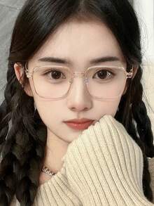 一副女士防眼疲劳眼镜，适用于电脑、电视、游戏和智能手机使用，透明镜片，时尚护眼配件 - 棕色 - 查看 4