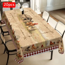 1/20 chiếc khăn trải bàn Phục Sinh họa tiết gà nông trại mộc mạc, viền caro đỏ, trang trí nhà bếp, phòng ăn, khăn trải bàn theo mùa cho tiệc tùng tại nhà, khăn trải bàn trang trí chủ đề Phục Sinh. - Nhiều màu - Xem 12