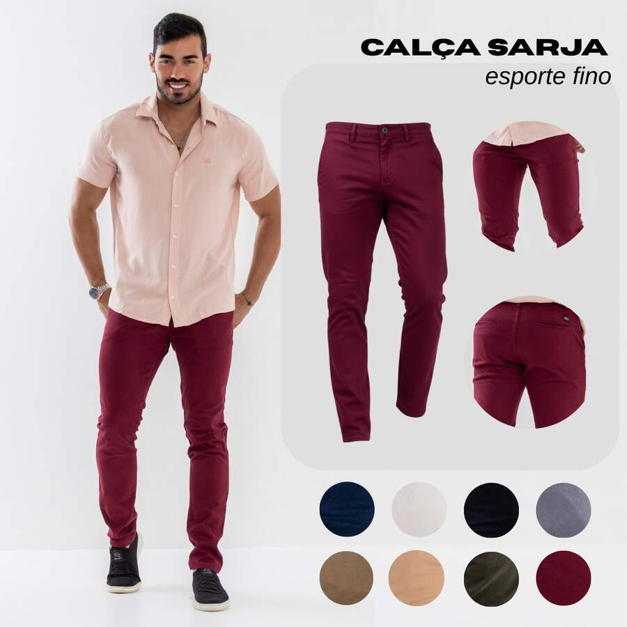 Urban Zone Jeans Men's Sport Slim Twill Social Style Sport Slim Denim Pants - burgundy - View 1
