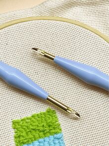 1 Set Light Blue DIY Punching Needle Kit, Includes Stainless Steel Pen Needles, 4 Adjustable Gauges, Suitable For Embroidery, Knitting And Creative Projects In All Seasons - Puncture Needle - View 5
