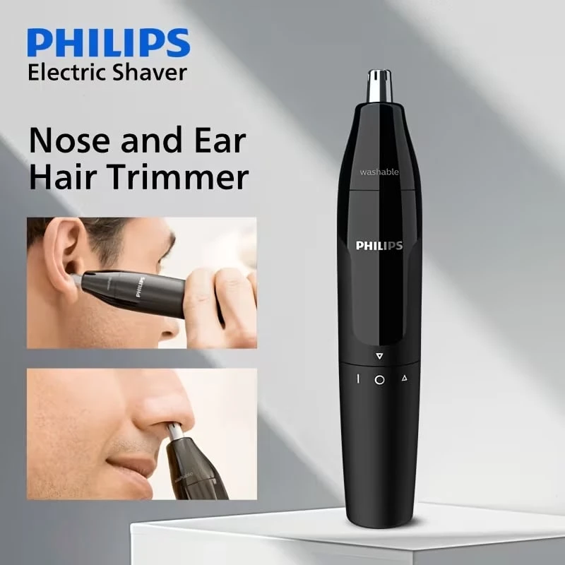 PHILIPS Nose And Ear Hair Trimmer,360° Rotary Cutter Head Washable Automatic, NT1620/14, Batteries Not Included - Black - View 1