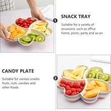 4-Compartment Heart & Clover Shaped Reusable Plastic Snack Plate, Unbreakable Slouchy Snack Box, Suitable For Christmas Party, Restaurant, Home Use, Home Decor - Multicolor - View 9