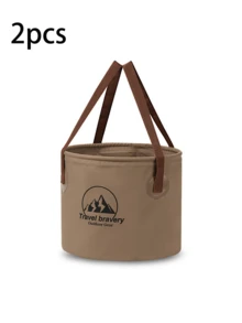 1pc 20L Travel Bravery Outdoor Foldable Water Bucket | Large Capacity Portable Camping Ice Bucket | Leak-Proof Material | Foldable Storage Only 2cm Thick | Heat-Resistant Odorless Design | Multi-Functional For Camping Handwashing | Khaki And Army Green Colors Available | Mountainous Pattern Outdoor Style | Reinforced Bucket Body Can Be Filled With Water | Carry Handle Design For Portable Travel | Picnic Party Beverage Chilling - Folding Storage Bucket - View 13