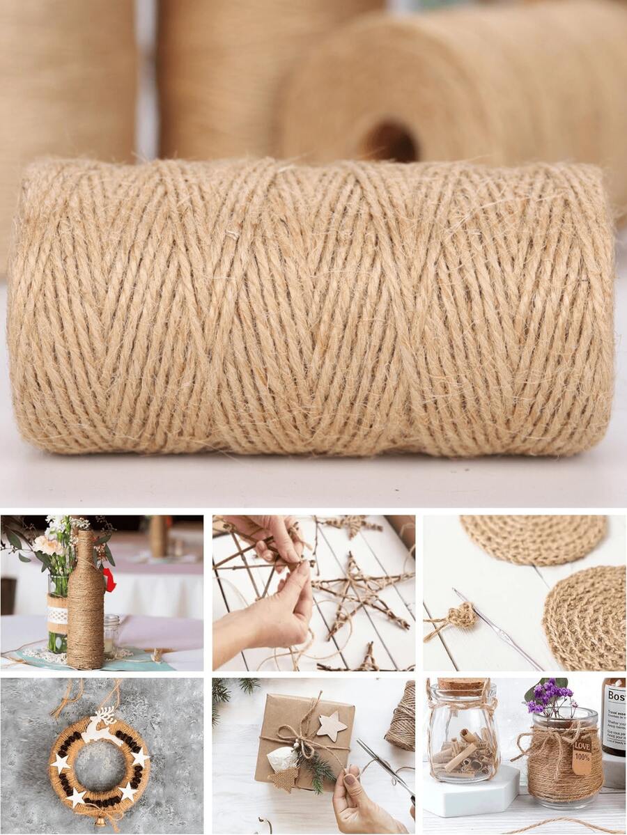 Natural Jute Rope Roll, Brown Handmade Woven Hemp Rope, Suitable For DIY Crafts, Gift Wrapping, Wedding Decoration, Macrame Weaving, Binding And Knotting, And Cat Scratching Post