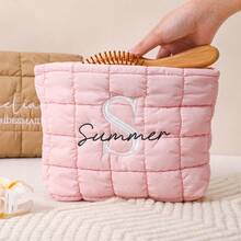 Personalized Quilted Cosmetic Bag, Custom Embroidered Makeup Bag, Bridesmaid Gift, Bachelorette Party Gift, Travel Makeup Bag, Ladies Toiletry Bag, Custom Cosmetic Bag, Makeup Bag, Travel Bag, Quilted Cosmetic Bag, Toiletry Bag, Custom Zipper Pouch, Makeup Bag, Monogrammed Cosmetic Bag, Quilted Makeup Bag, Padded Cosmetic Bag, Women's Gift, Bridesmaid Gift - Multicolor - View 5