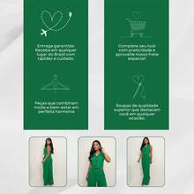 Elegant Women's Linen Vest And High-Waisted Pants Set - Bendera Hijau - View 8