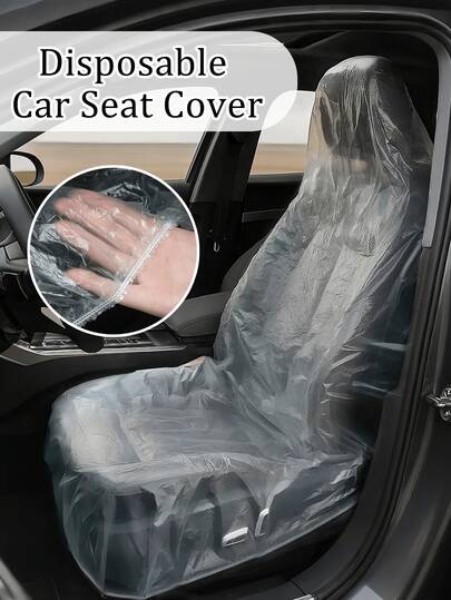 Disposable Car Seat Cover, Transparent Dustproof Seat Cover, Waterproof And Stain Resistant, Universal Protective Film, Suitable For Various Car Seats Such As Cars And Trucks, Lightweight And Foldable, Tear Resistant, High-Quality Pe Material, Elastic Band Design, Keeping The Car Clean