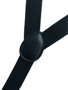 1 Set Unisex Solid Color Bow Tie, Suspenders, Pants Braces Suit, Suitable For Casual, Cocktail Party, Holiday Events Outfit Matching - Black - View 4