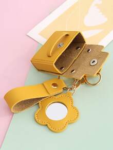 Bolsa pequeña con espejo, bolsa para auriculares, llavero con colgante, llavero de mini bolsa de piel sintética, disponible en varios colores, accesorios de escritorio de oficina, suministros de oficina, accesorios de oficina - llavero de bolso - Ver 4