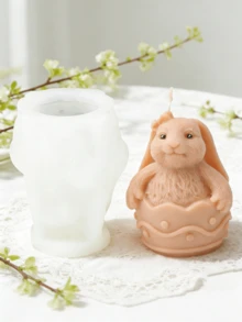 Moldes de silicona en forma de conejo de huevo de Pascua 3D para hacer velas. Herramienta de elaboración de velas con forma de huevo de conejo de Pascua. Molde de artesanía de yeso y resina para decoración y regalo de fiesta festiva - A-blanco - Ver 11