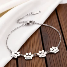 Personalized Pet Paw Print Bracelet, Engrave Name, Dog And Cat Paw Hand Jewelry, Pet Lover Memorial Gift, Custom Pet Name Bracelet, Elegant Dog Paw And Cat Paw Design, Top Choice For Christmas Gifts, Private Paw Print Pet Bracelet, Custom Pet Name Dog Paw Design, Excellent Choice For Christmas Commemoration, Paw Print As Proof, Engrave Your Exclusive Pet Love, Custom Pet Name Paw Print Bracelet, Owner's Exclusive Keepsake - Multicolor - View 5