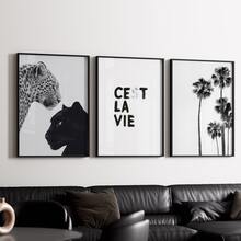 3 Stücke ungerahmtes modernes Stockholm Leoparden Muster Schwarz-Weiß Leinwand Poster, modisch elegantes Luxus Dekorationsbild, geeignet für Wohnzimmer, Schlafzimmer, Apartment, Flur, Zuhause und Studentenwohnheim Dekoration - A - Übersicht 3