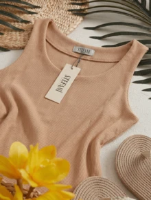 Women's Tank Top With Perfect Fit, Front Reveal, Premium Ribbed Knit - 清晰的裸體 - 查看 1