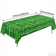 1 Pc 54 X 108 Inches Soccer Plastic Tablecloth Party Decorations Disposable Plastic Table Cover For Football Birthday Party Decorations - Green - View 2