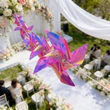 1 set Décoration de jardin extérieur Moulin à vent, Fil de moulin à vent coloré DIY, Moulin à vent en plastique imperméable, Convient pour la décoration de fête, la célébration des vacances, l'aménagement paysager de la zone pittoresque (10 m de fil d'acier + 20 pièces de moulins à vent) - Corde de moulin à vent - Voir 4