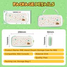 IINE Island Dream Switch 2/NS2 保护壳套装，可拆卸保护壳，可爱超薄 PC 外壳，包含 2 个摇杆帽、收纳袋和游戏卡盒，游戏配件 - 查看 10
