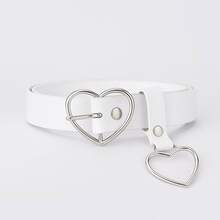 Women's PLUS SIZE Heart Belt With SILVER Pendant - White - View 4