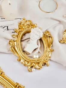 1/2/8/12pcs Vintage European Style Gold Resin Embossed Mini Photo Frame, Suitable For Wallpaper, Decorative Hanging Paintings, Valentine's Day Painting, Decorative Photo Frames And Stands, Back To School, Party Holidays, Angel Oval Small Photo Frames, Photography Props, Nordic Ins Style Accessories, Photography Decor, Photography Props - Gold - View 3