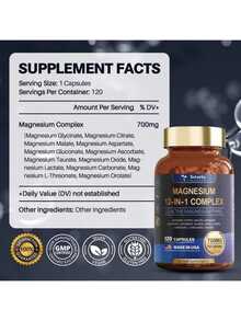 12-In-1 Magnesium Complex 700mg Supplement Capsules - Relaxation Muscle, Heart Health, Stress Relief, Vegan, 120 Caps - 1 CÁI - Xem 6