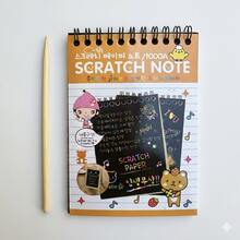 Cuaderno Scratch Art multicolor, tamaño pequeño para niños con lápiz para rasgar, juguete creativo y educativo - Naranja - Ver 1