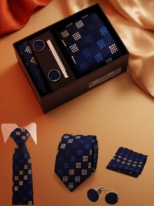 Men's 4-Piece Tie Gift Set, Business Wedding Formal Accessories Tie Set - Multicolor - View 6