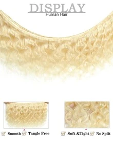 #613 束真人发 16-30 英寸 金色发束 未经加工的 12A 级原生发束 3 束金色水波纹真人发接发（女士适用） - S613 - 查看 3