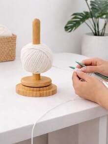1pc Wooden Yarn Holder, Desktop Yarn Spool Storage Rack, Minimalist Style Yarn Spool Holder, Weaving Accessory Set, Classic Wooden Yarn Rack With Rotating Mechanism, Suitable For DIY Knitting, Embroidery, Crocheting And Handicrafts - A - View 5